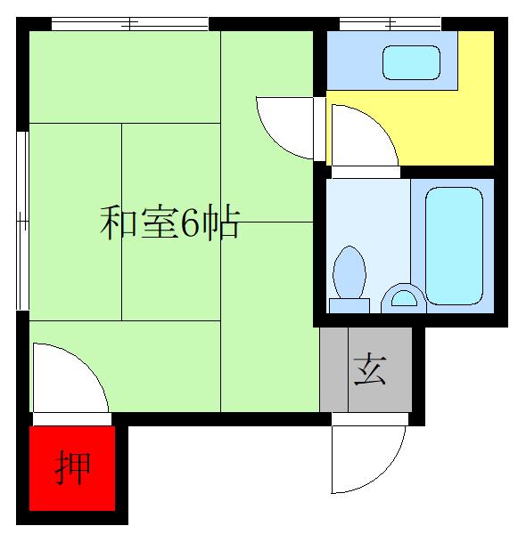 三商ハウス(1K/2階)の間取り写真