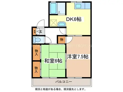セジュール吉田B棟(2DK/2階)の間取り写真
