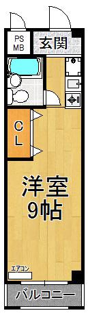 マブランシェット弦月(ワンルーム/6階)の間取り写真