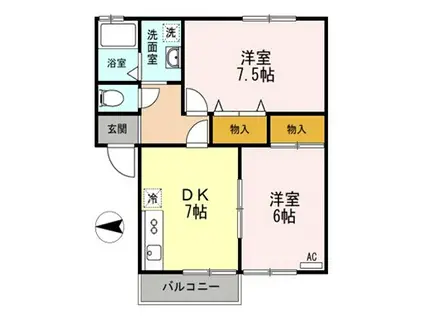 アネックス将軍野(2DK/2階)の間取り写真