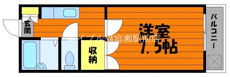 キャフェフロール(1K/2階)の間取り写真