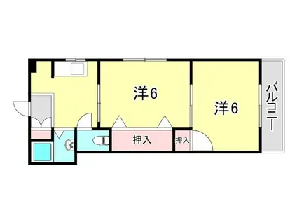 須磨南ハイツ(2DK/4階)の間取り写真