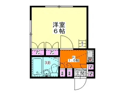 ウィング坂戸(1K/1階)の間取り写真