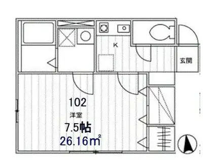 カーサクレド(1K/1階)の間取り写真