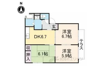 アガーペ御陵前ABCD(3DK/1階)の間取り写真