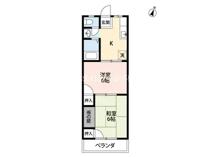 御領ハイツ(2DK/1階)の間取り写真