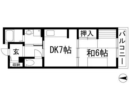 フレール宝塚御殿山6号棟(1DK/2階)の間取り写真