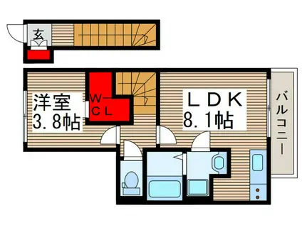 ディアコート東所沢(1LDK/2階)の間取り写真