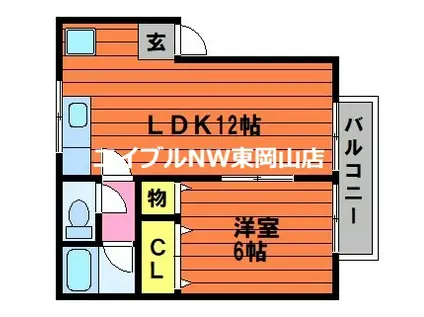 シティハイツカサミア1(1LDK/1階)の間取り写真