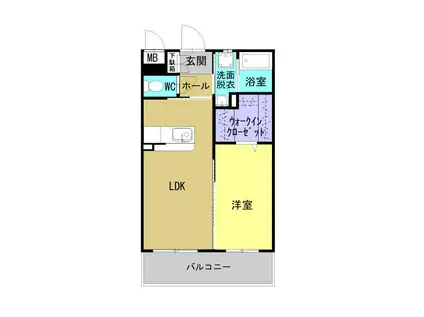 都城下川東2丁目マンション(1LDK/2階)の間取り写真
