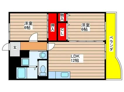 第二村井マンション(2LDK/4階)の間取り写真