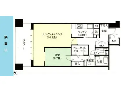 DAIWA RIVER GATE RESIDENCE(1LDK/8階)の間取り写真