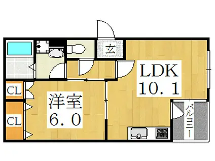 シャスタ阿倍野(1LDK/1階)の間取り写真