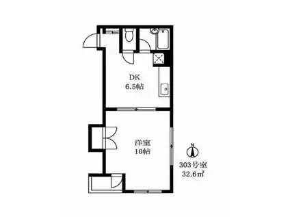自由が丘富貴(1DK/3階)の間取り写真