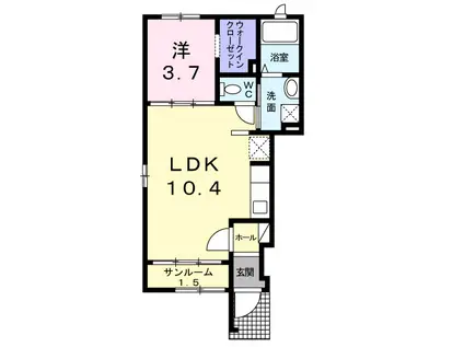 盛岡市安倍館町築12年(1LDK/1階)の間取り写真