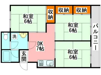 オレンジ横田(2DK/2階)の間取り写真