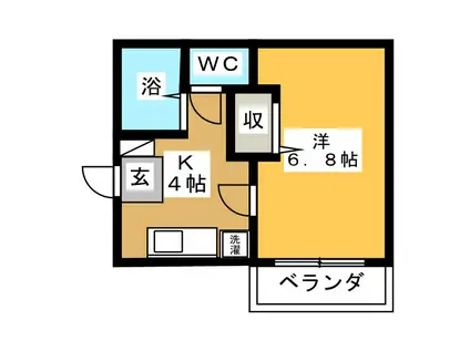 プリモオークランドMT(1K/1階)の間取り写真