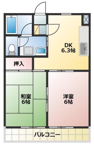 アルバII(2DK/2階)の間取り写真