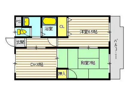 マンションサエイ(2DK/2階)の間取り写真