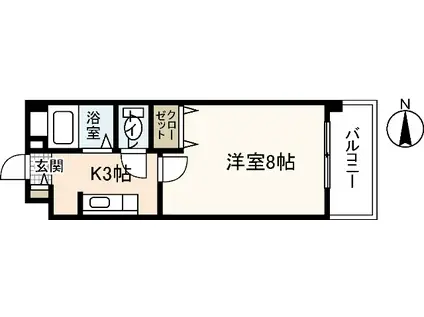 アヴニール・ドゥ(1K/2階)の間取り写真