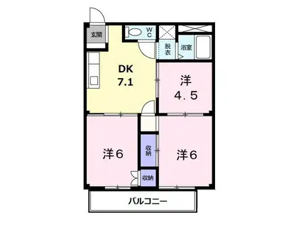 メゾンボヌール(3DK/2階)の間取り写真