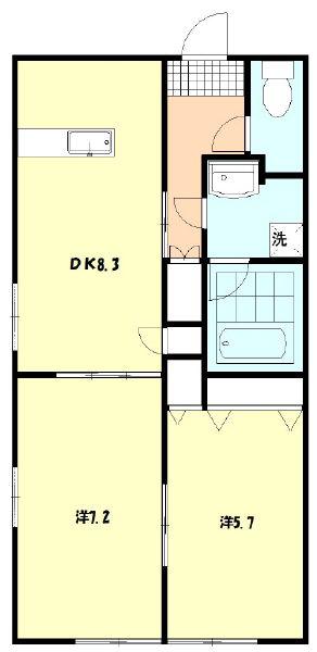 プレイン安城(2DK/4階)の間取り写真