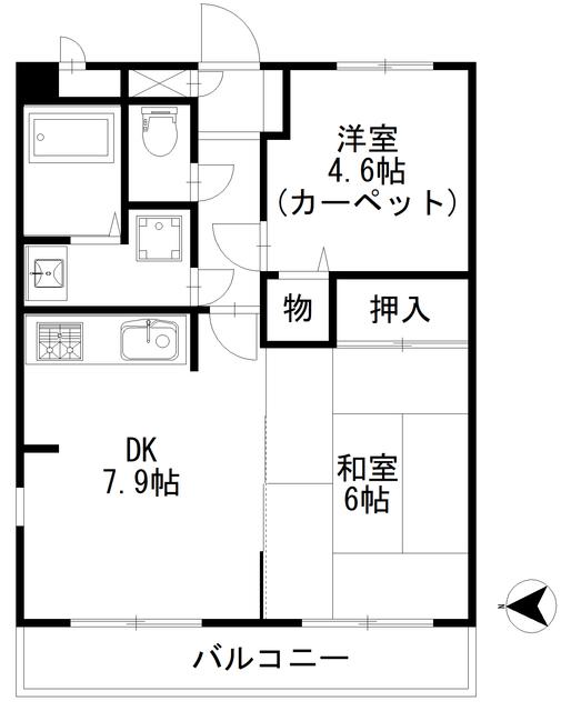 ライオンズマンション東鷲宮(2DK/3階)の間取り写真