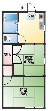 赤山町ハイツ(2DK/1階)の間取り写真