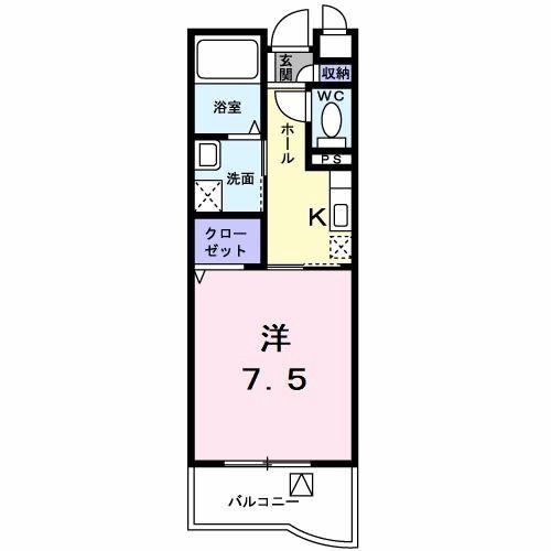 ピナイサーラ東大和(1K/3階)の間取り写真
