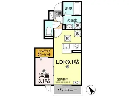 フルール ドゥ リリー(1LDK/1階)の間取り写真