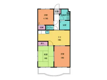 フレサII(3DK/1階)の間取り写真