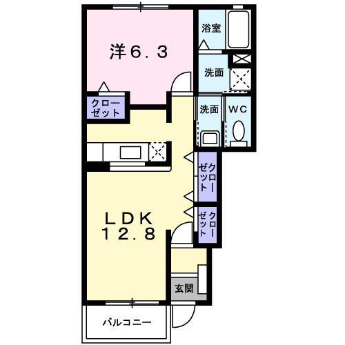 グランプラスB(1LDK/1階)の間取り写真