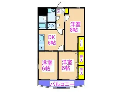 サンクレール住吉(3DK/2階)の間取り写真
