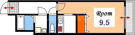 ハーベスト(1K/3階)の間取り写真