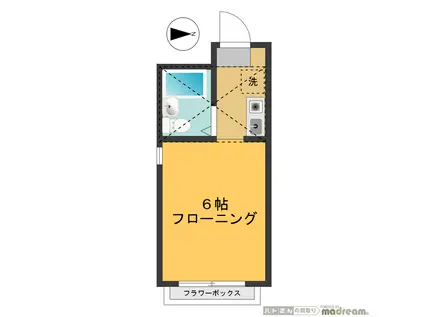 ハイムS(ワンルーム/2階)の間取り写真