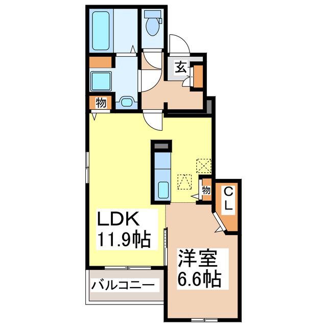 フリーダムI(1LDK/1階)の間取り写真