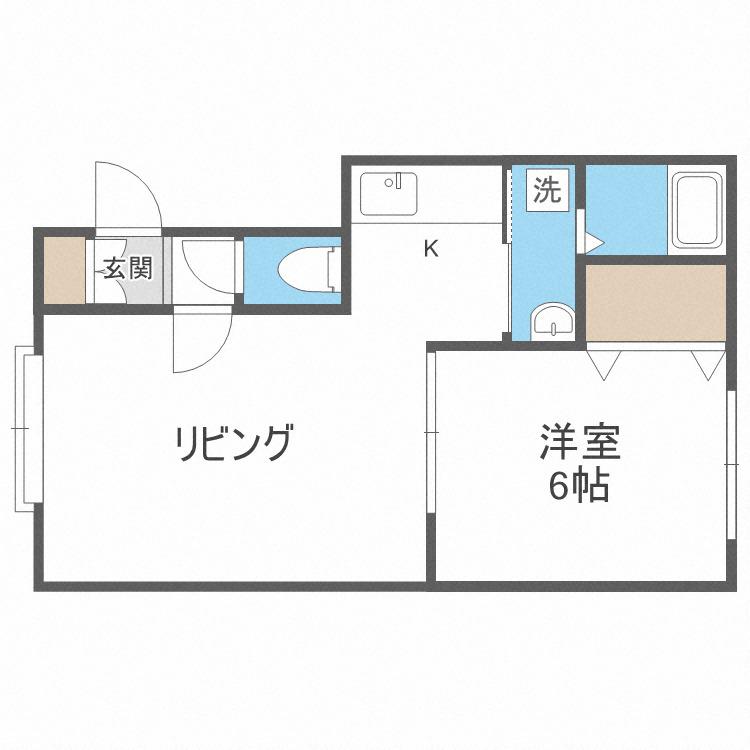 発寒5条MS(1LDK/2階)の間取り写真