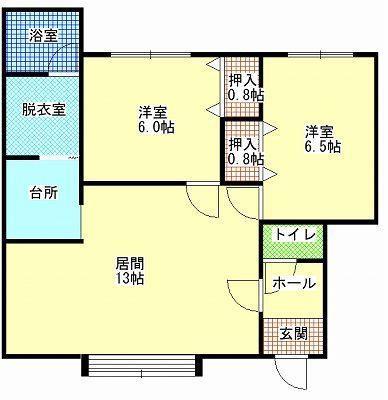 マリノA(2LDK/1階)の間取り写真
