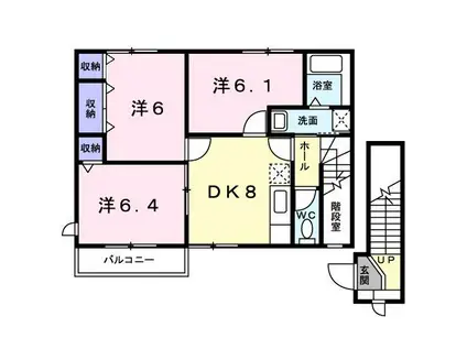 メルベーユ弐番館(3DK/2階)の間取り写真
