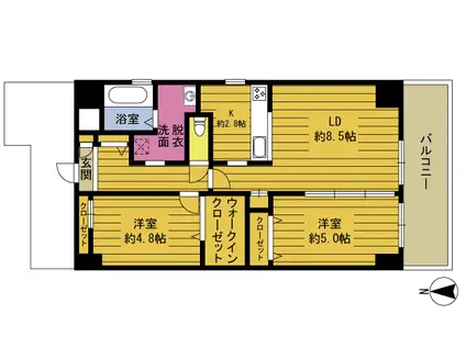 LISSAGE(2LDK/5階)の間取り写真