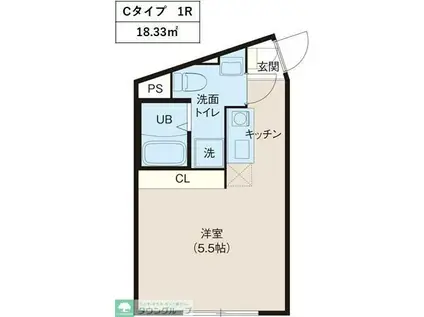 レピュア北千住レジデンスII(ワンルーム/4階)の間取り写真