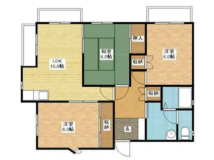 コーポ圭(3LDK/3階)の間取り写真