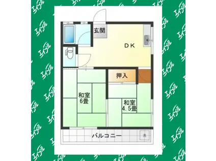 山喜多コーポ(2DK/1階)の間取り写真