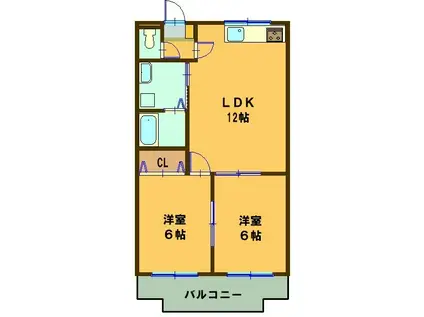 YOU&ME西条(2LDK/1階)の間取り写真