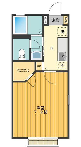 エスポワール(1K/2階)の間取り写真