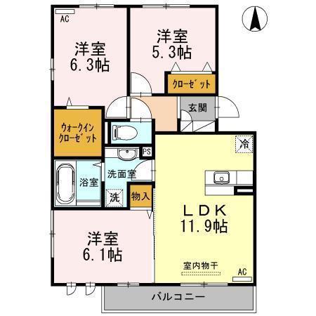 プランドール.I III(3LDK/2階)の間取り写真
