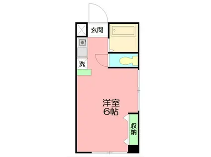 レインボーハイツ(ワンルーム/2階)の間取り写真