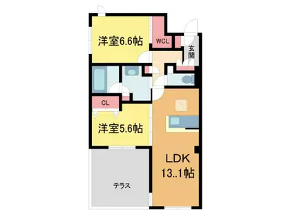 グランメゾン本山(2LDK/1階)の間取り写真
