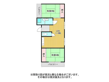 ESPLANADE中田本町(1LDK/2階)の間取り写真