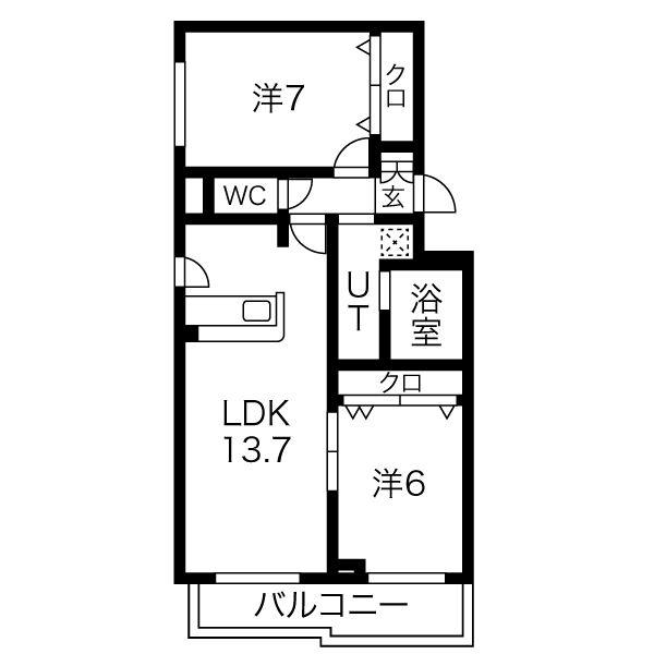 サウス ルミナーレ(2LDK/3階)の間取り写真
